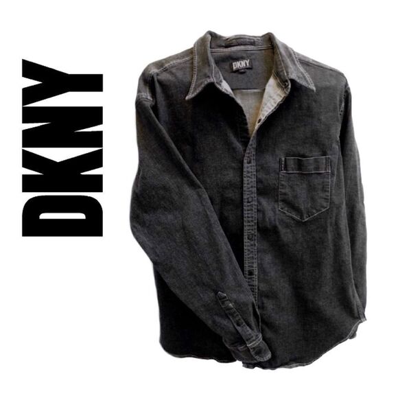 DKNY MEN DENIM VINTAGE HEFTY SOFT BLACK COTTON